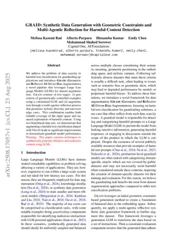 GRAID: Synthetic Data Generation with Geometric Constraints and Multi-Agentic Reflection for Harmful Content Detection