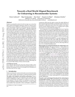 Towards a Real-World Aligned Benchmark for Unlearning in Recommender Systems