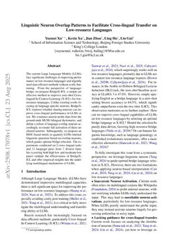 Linguistic Neuron Overlap Patterns to Facilitate Cross-lingual Transfer on Low-resource Languages