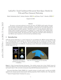 LaGarNet: Goal-Conditioned Recurrent State-Space Models for Pick-and-Place Garment Flattening