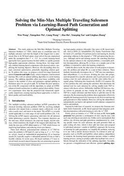 Solving the Min-Max Multiple Traveling Salesmen Problem via Learning-Based Path Generation and Optimal Splitting