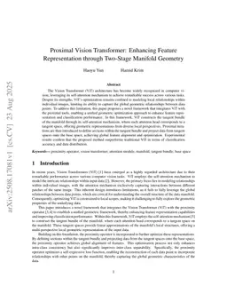 Proximal Vision Transformer: Enhancing Feature Representation through Two-Stage Manifold Geometry
