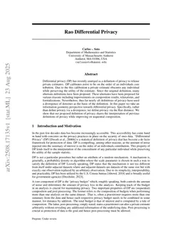 Rao Differential Privacy