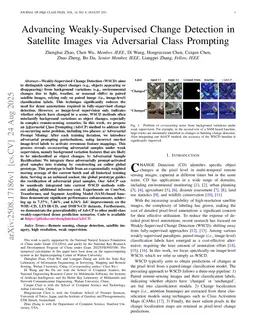 Advancing Weakly-Supervised Change Detection in Satellite Images via Adversarial Class Prompting