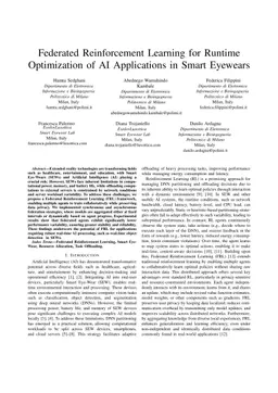 Federated Reinforcement Learning for Runtime Optimization of AI Applications in Smart Eyewears