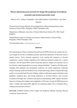 Physics-informed neural network for fatigue life prediction of irradiated austenitic and ferritic/martensitic steels