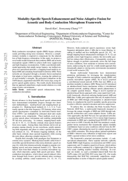 Modality-Specific Speech Enhancement and Noise-Adaptive Fusion for Acoustic and Body-Conduction Microphone Framework