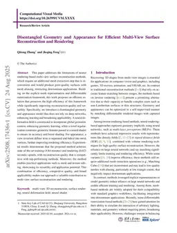 Disentangled Geometry and Appearance for Efficient Multi-View Surface Reconstruction and Rendering