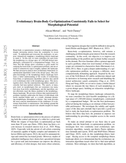 Evolutionary Brain-Body Co-Optimization Consistently Fails to Select for Morphological Potential