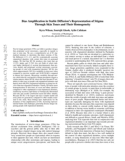 Bias Amplification in Stable Diffusion's Representation of Stigma Through Skin Tones and Their Homogeneity