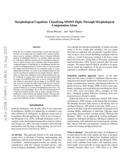 Morphological Cognition: Classifying MNIST Digits Through Morphological Computation Alone
