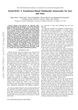 Social-MAE: A Transformer-Based Multimodal Autoencoder for Face and Voice