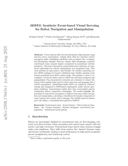 SEBVS: Synthetic Event-based Visual Servoing for Robot Navigation and Manipulation
