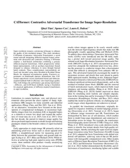 CATformer: Contrastive Adversarial Transformer for Image Super-Resolution