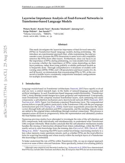 Layerwise Importance Analysis of Feed-Forward Networks in Transformer-based Language Models