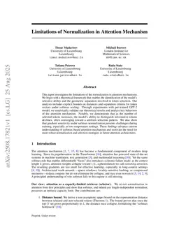 Limitations of Normalization in Attention Mechanism