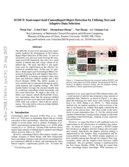 SCOUT: Semi-supervised Camouflaged Object Detection by Utilizing Text and Adaptive Data Selection