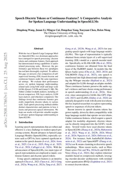 Speech Discrete Tokens or Continuous Features? A Comparative Analysis for Spoken Language Understanding in SpeechLLMs