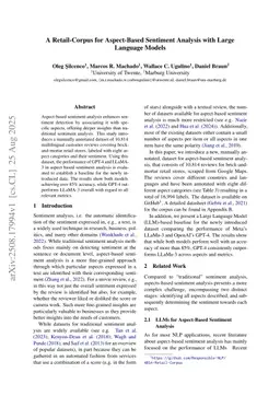 A Retail-Corpus for Aspect-Based Sentiment Analysis with Large Language Models