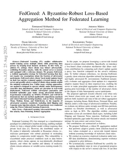 FedGreed: A Byzantine-Robust Loss-Based Aggregation Method for Federated Learning
