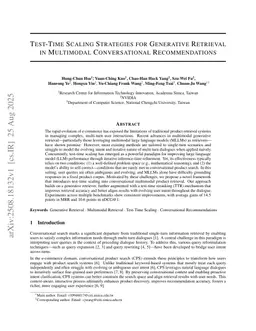 Test-Time Scaling Strategies for Generative Retrieval in Multimodal Conversational Recommendations
