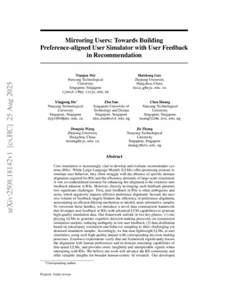 Mirroring Users: Towards Building Preference-aligned User Simulator with User Feedback in Recommendation