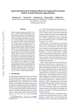 Improving End-to-End Training of Retrieval-Augmented Generation Models via Joint Stochastic Approximation