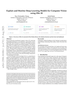 Explain and Monitor Deep Learning Models for Computer Vision using Obz AI