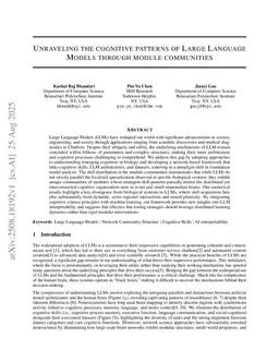 Unraveling the cognitive patterns of Large Language Models through module communities