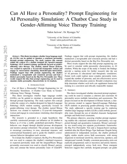 Can AI Have a Personality? Prompt Engineering for AI Personality Simulation: A Chatbot Case Study in Gender-Affirming Voice Therapy Training