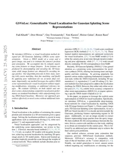 GSVisLoc: Generalizable Visual Localization for Gaussian Splatting Scene Representations