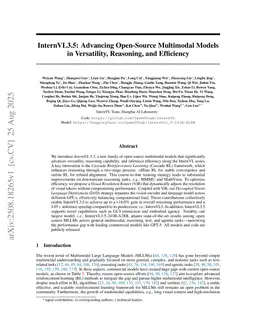 InternVL3.5: Advancing Open-Source Multimodal Models in Versatility, Reasoning, and Efficiency