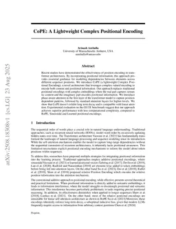 CoPE: A Lightweight Complex Positional Encoding