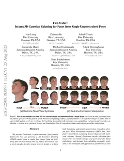 FastAvatar: Instant 3D Gaussian Splatting for Faces from Single Unconstrained Poses