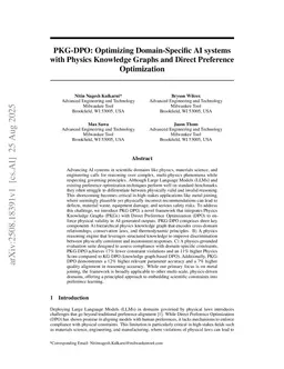 PKG-DPO: Optimizing Domain-Specific AI systems with Physics Knowledge Graphs and Direct Preference Optimization