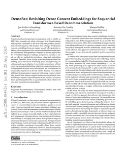 DenseRec: Revisiting Dense Content Embeddings for Sequential Transformer-based Recommendation