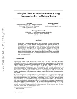Principled Detection of Hallucinations in Large Language Models via Multiple Testing