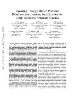 Breaking Through Barren Plateaus: Reinforcement Learning Initializations for Deep Variational Quantum Circuits