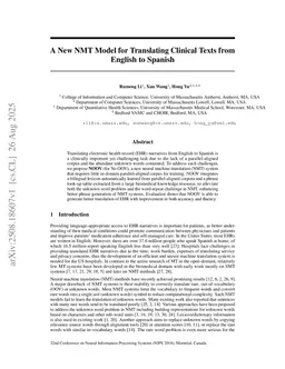 A New NMT Model for Translating Clinical Texts from English to Spanish