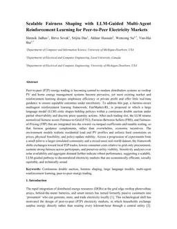 Scalable Fairness Shaping with LLM-Guided Multi-Agent Reinforcement Learning for Peer-to-Peer Electricity Markets