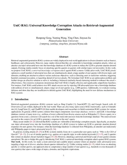 UniC-RAG: Universal Knowledge Corruption Attacks to Retrieval-Augmented Generation