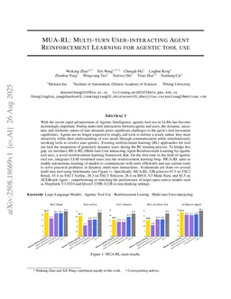 MUA-RL: Multi-turn User-interacting Agent Reinforcement Learning for agentic tool use