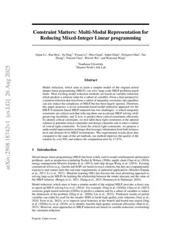 Constraint Matters: Multi-Modal Representation for Reducing Mixed-Integer Linear programming