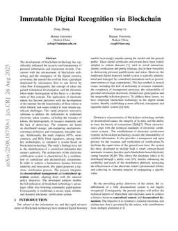 Immutable Digital Recognition via Blockchain