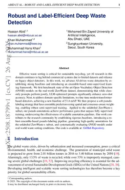 Robust and Label-Efficient Deep Waste Detection