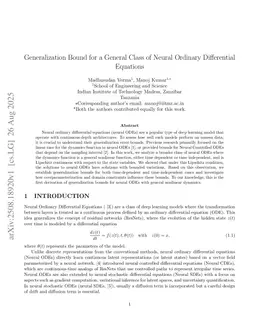 Generalization Bound for a General Class of Neural Ordinary Differential Equations