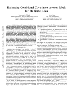 Estimating Conditional Covariance between labels for Multilabel Data