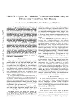 DELIVER: A System for LLM-Guided Coordinated Multi-Robot Pickup and Delivery using Voronoi-Based Relay Planning