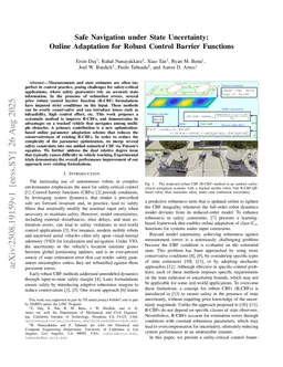 Safe Navigation under State Uncertainty: Online Adaptation for Robust Control Barrier Functions
