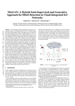 MixGAN: A Hybrid Semi-Supervised and Generative Approach for DDoS Detection in Cloud-Integrated IoT Networks